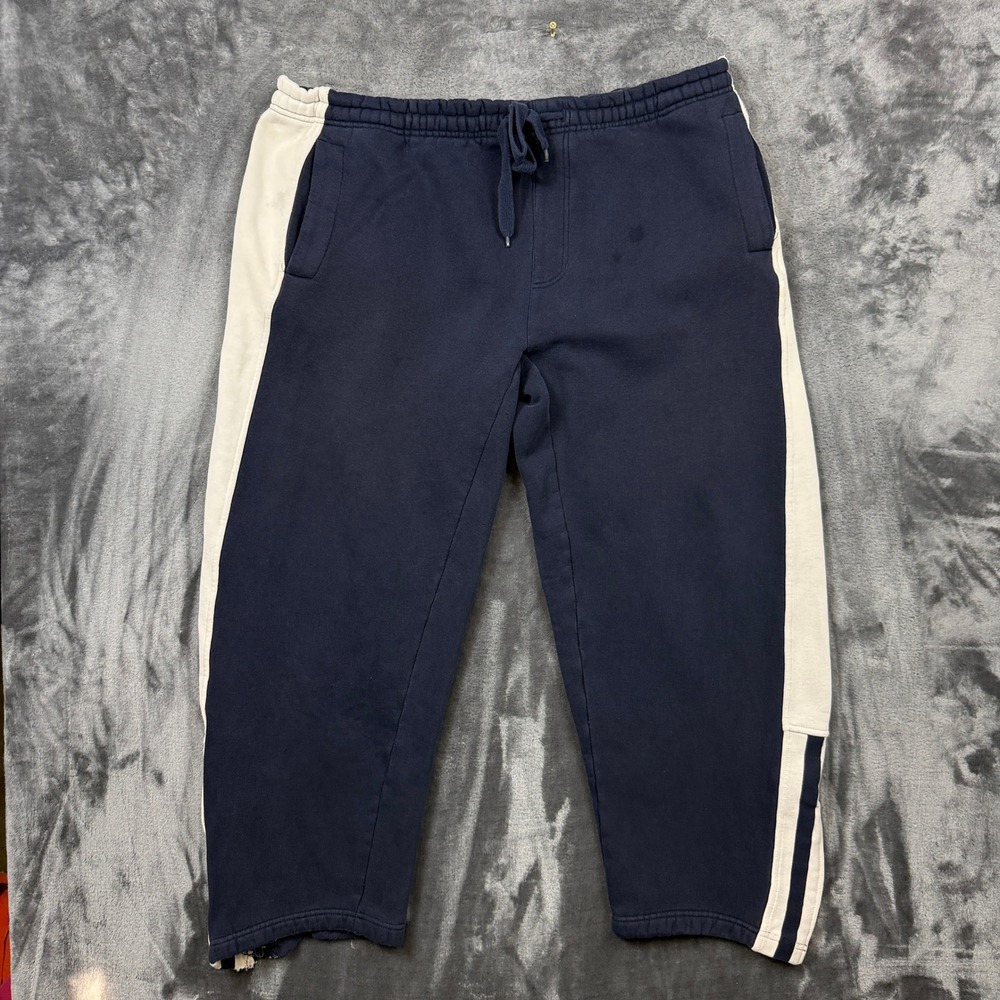 Unbranded Sweatpants Mens Size L Navy Blue Good Side Stripe Zipper Hem Joggers